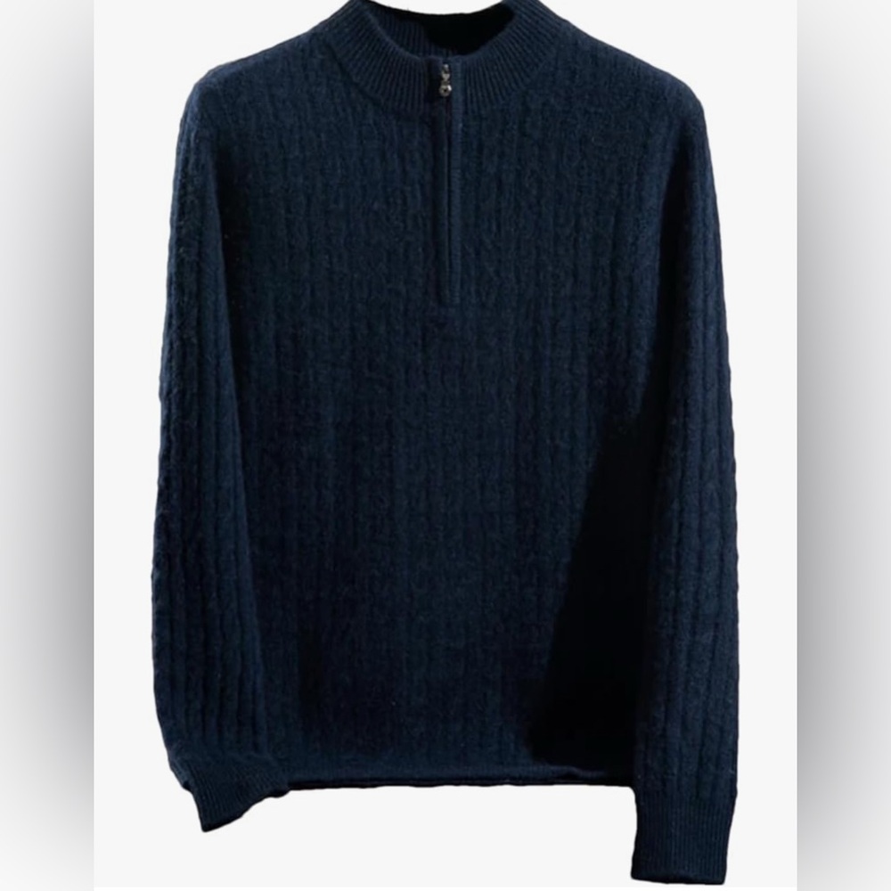 NEW Men’s Quarter-Zip Cable Knit Pullover Sweater Slim Fit Thick Sweater S